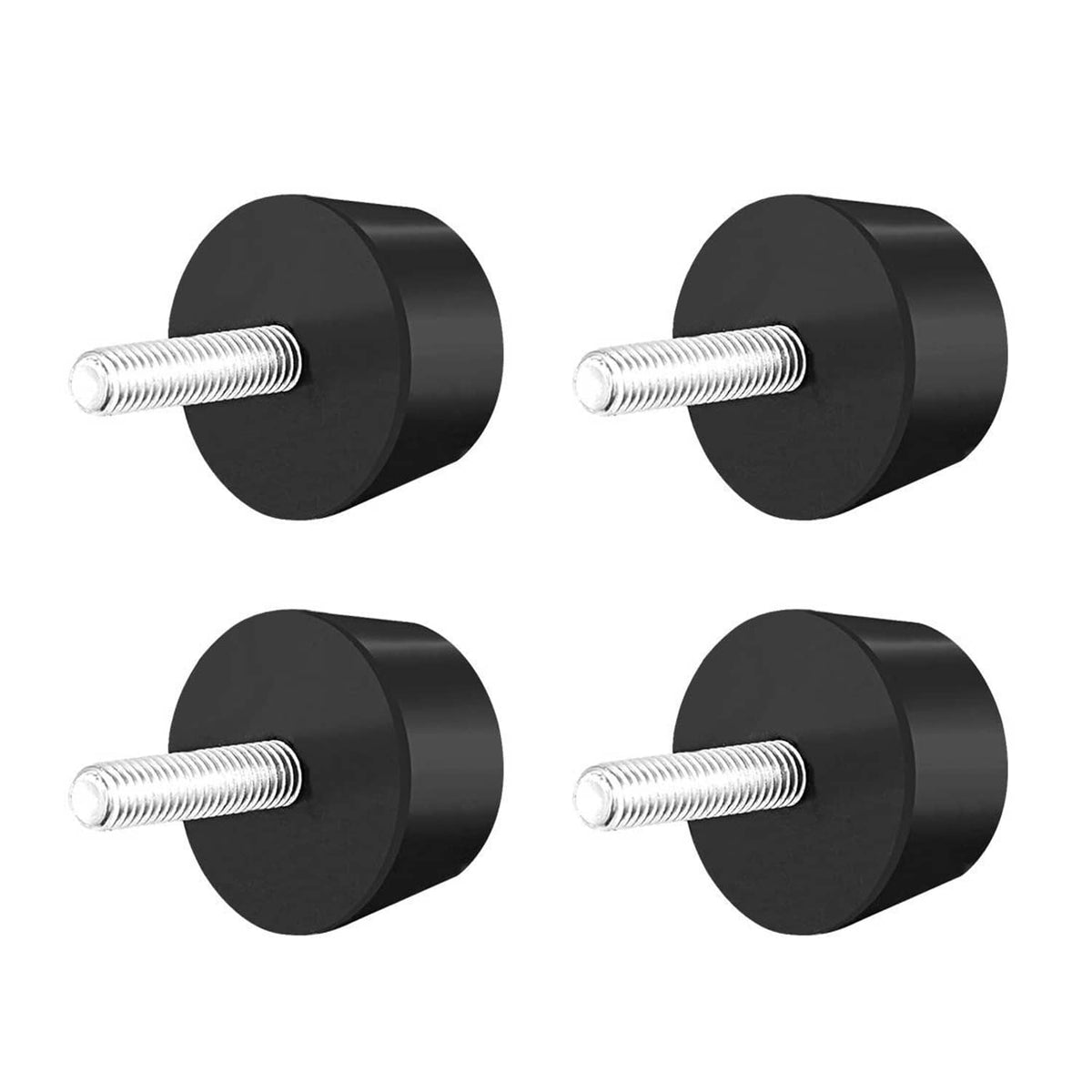 Black conical rubber vibration isolators with M8 bolts, multiple angles