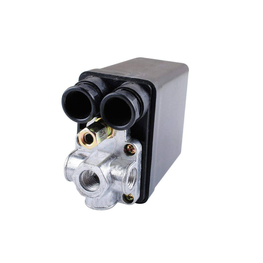 Black valve control unit with two inlet ports and silver metal manifold