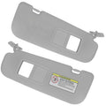 Grey driver and passenger side sun visors with built-in mirror, set of 2