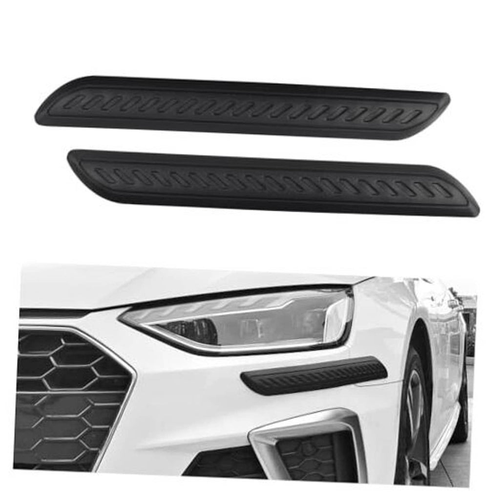 Pair of 2 black rubber car bumper guards with ribbed anti-scratch tread pads