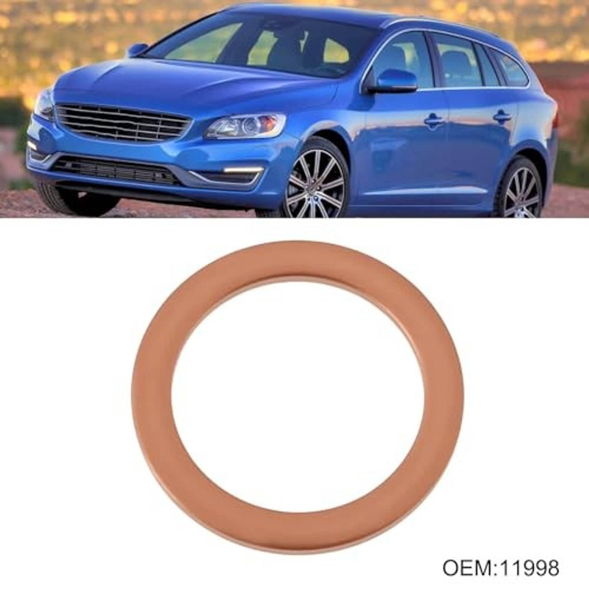Brown round gasket washer ring for differential drain plug; OEM 11998