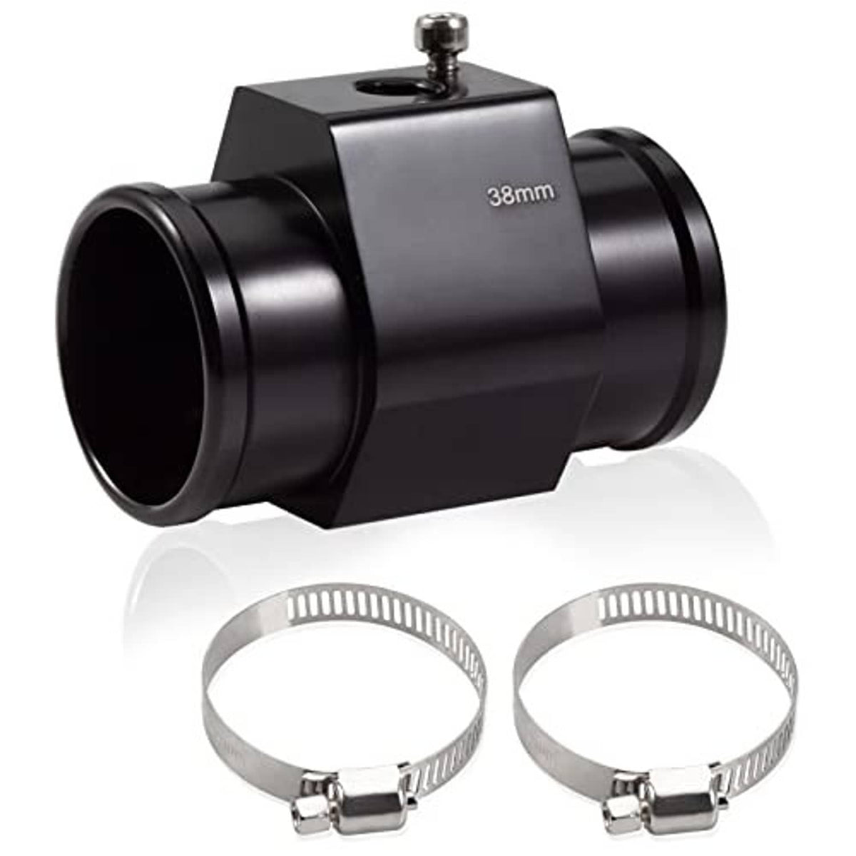 38mm aluminum radiator hose temperature joint connector and two adjustable hose clamps