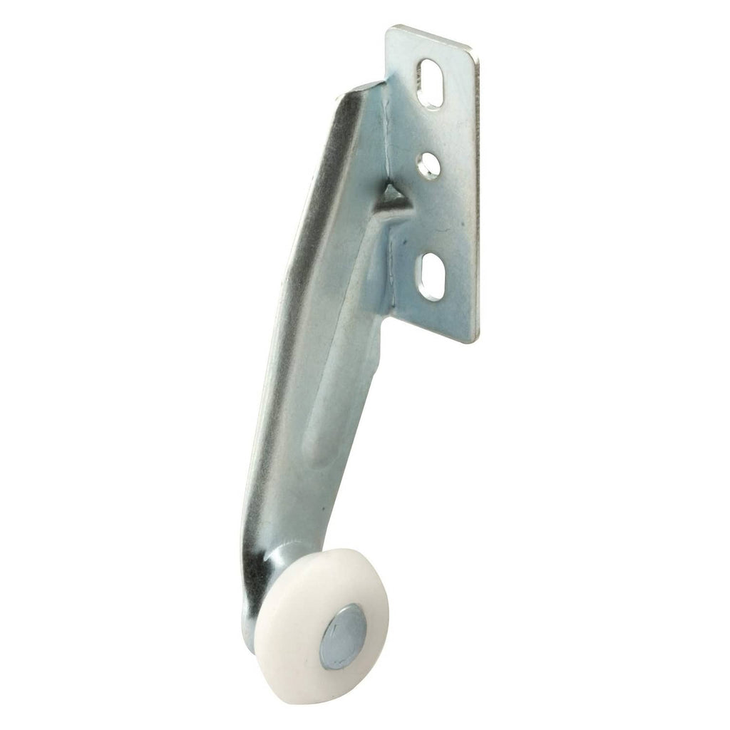 Right-hand drawer track roller with white wheel and metal mounting bracket