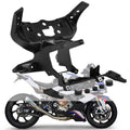 Black front headlight upper fairing stay bracket assembly with mounting hardware