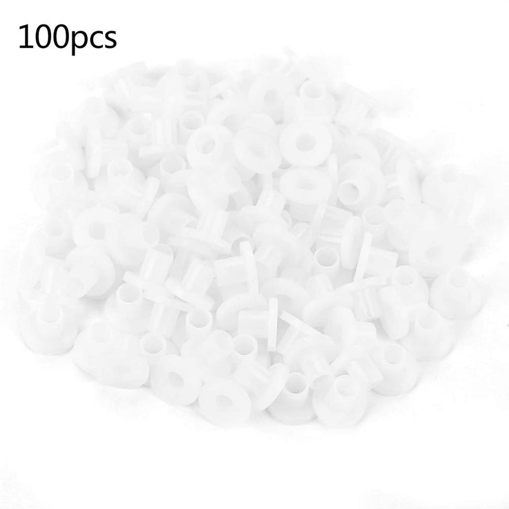 100pcs of white insulated spacer bushings, rounded flange with center hole