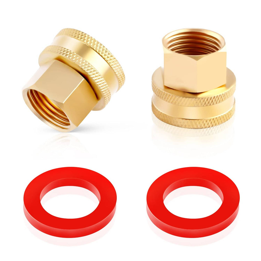 Lead-free brass garden hose connectors, threaded ends with knurled grip, 2-pack