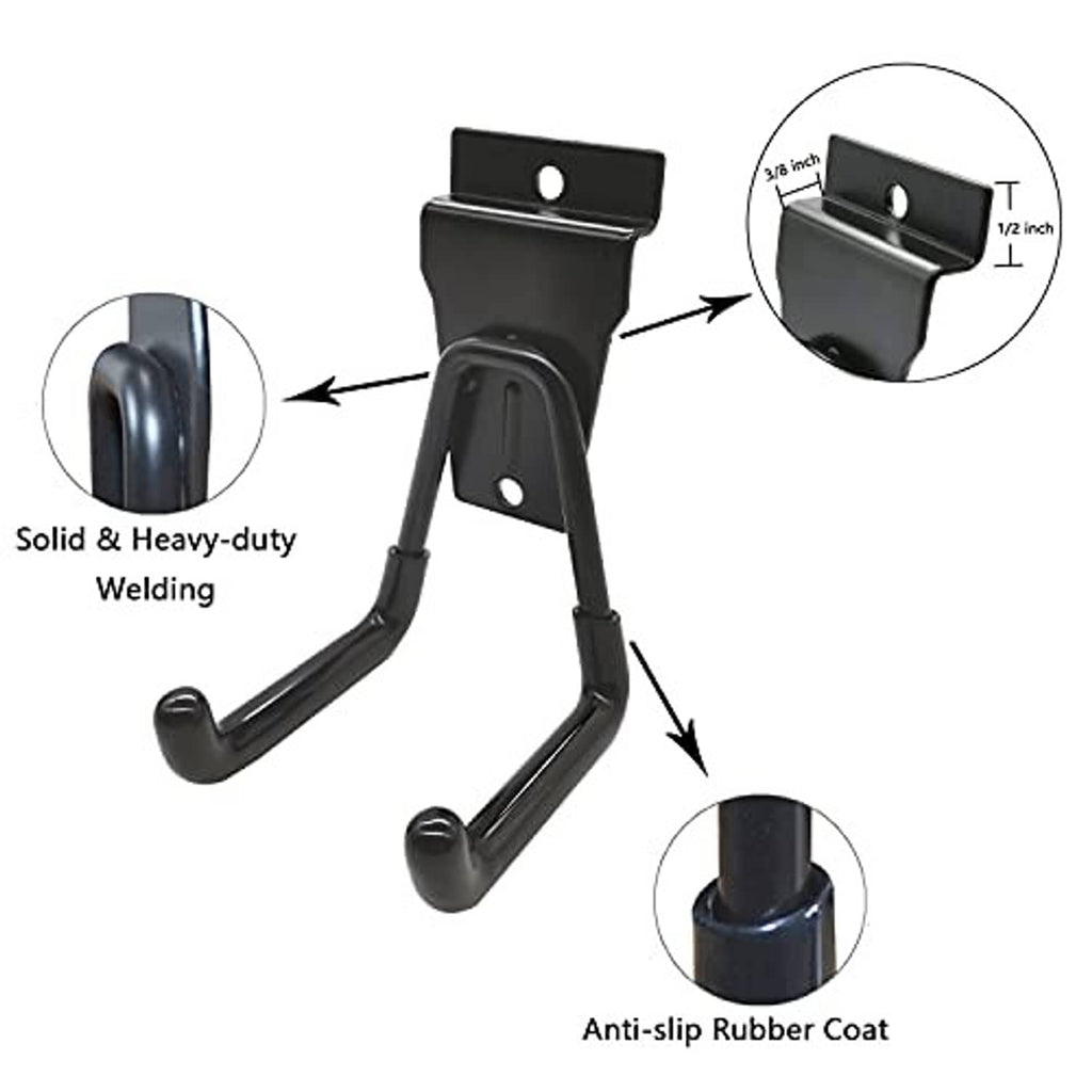 Black small U hook with solid welded frame and anti-slip rubber coated prongs