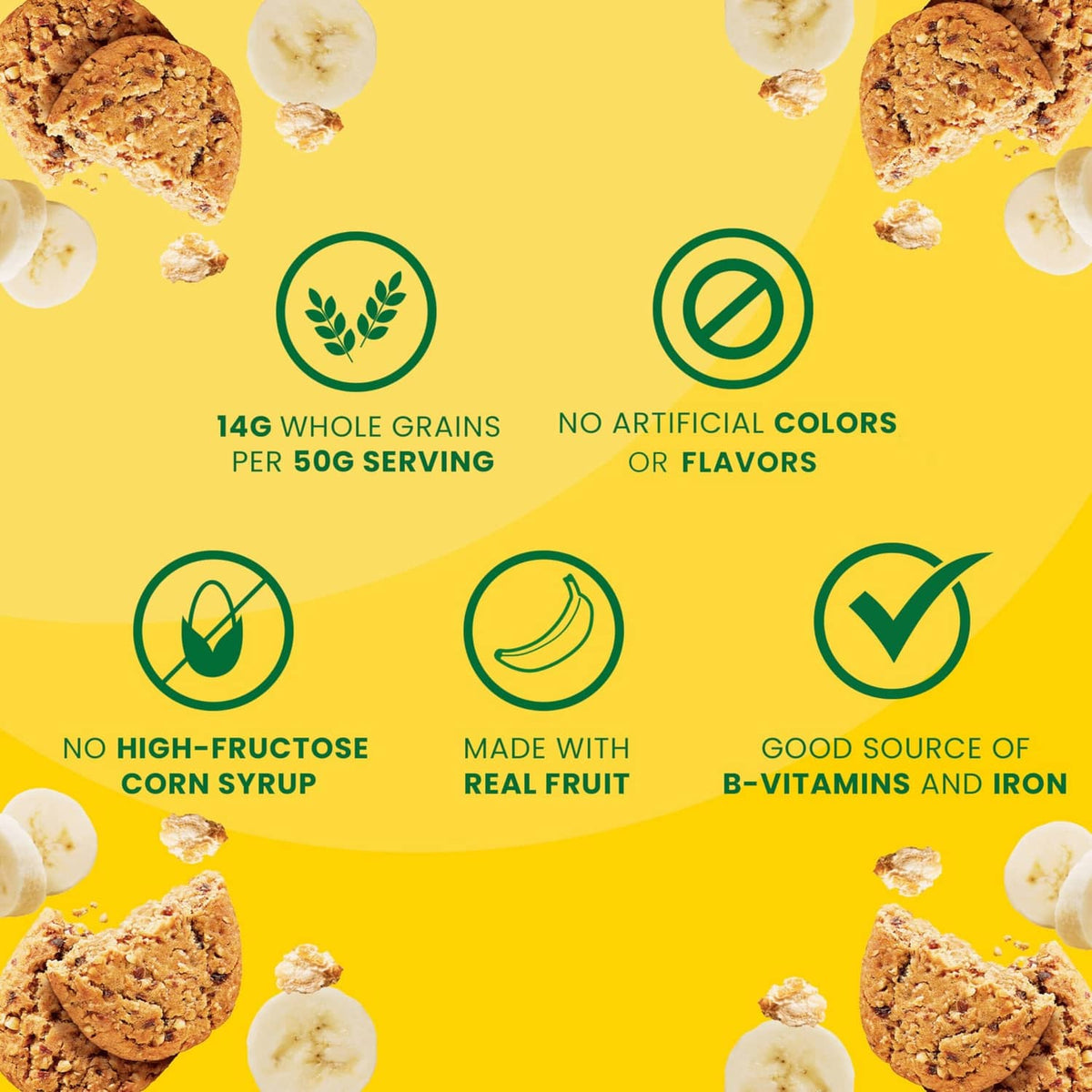 Belvita Soft Baked Banana Bread biscuits package front with nutrition and benefit icons