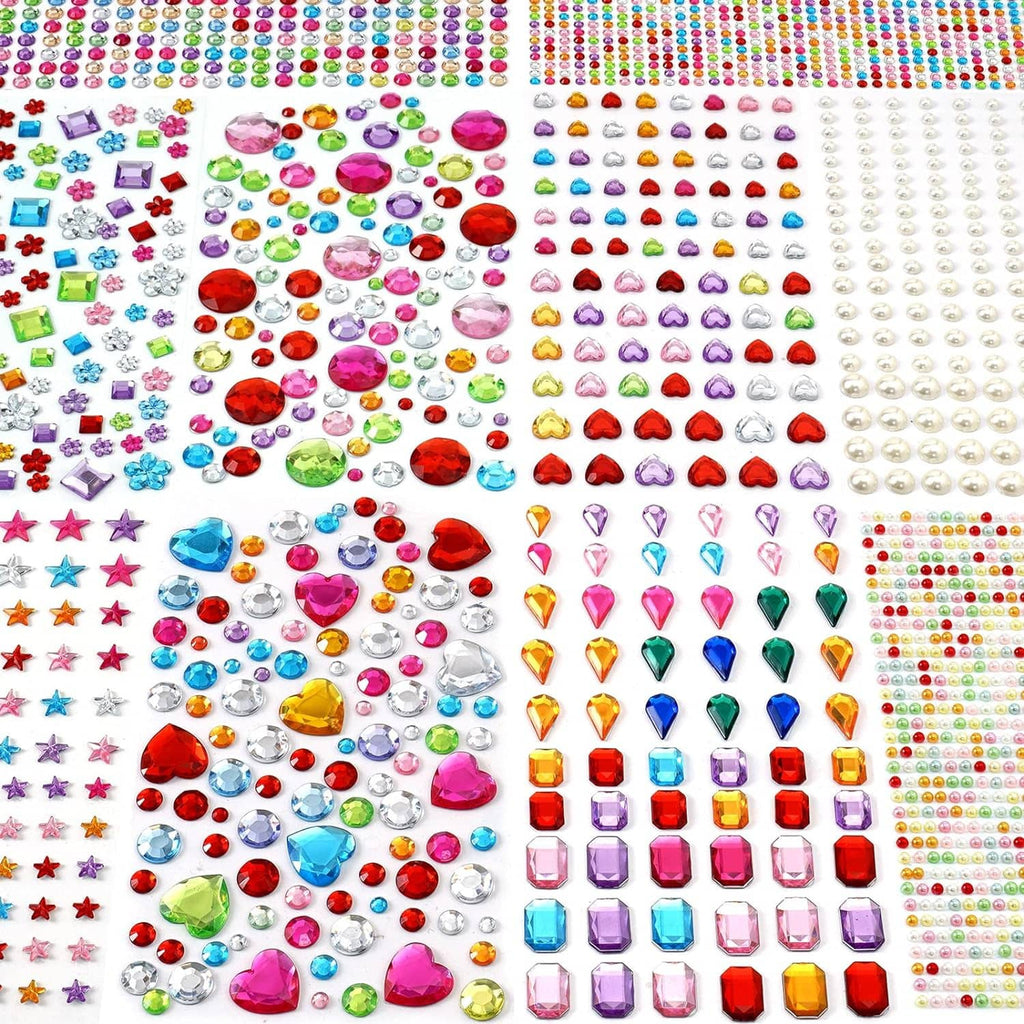 Dense sheet of multicolor self-adhesive rhinestones arranged in neat rows