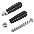 Black clamping handle screw knob with M8 threaded screw and hex nut, metal barrel