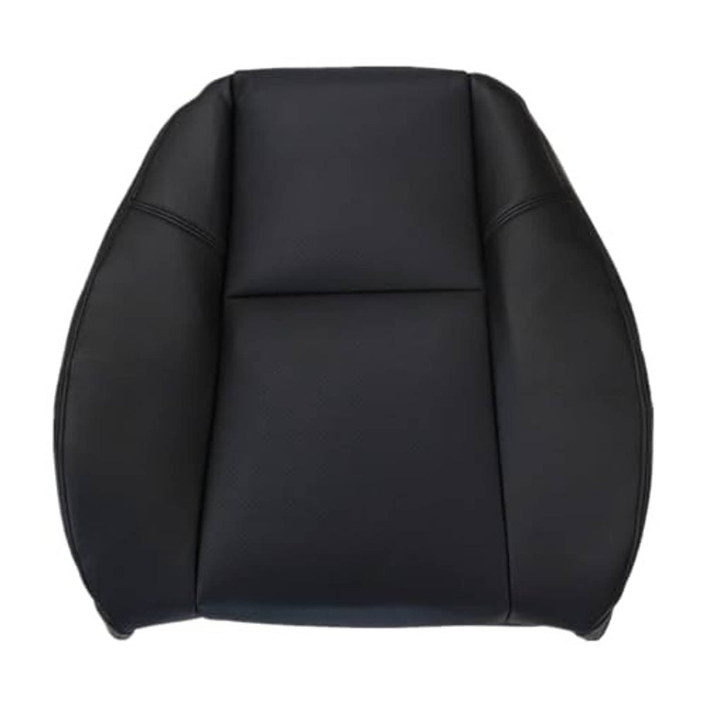 Black leather-look front seat back cover with curved side bolsters and center seam