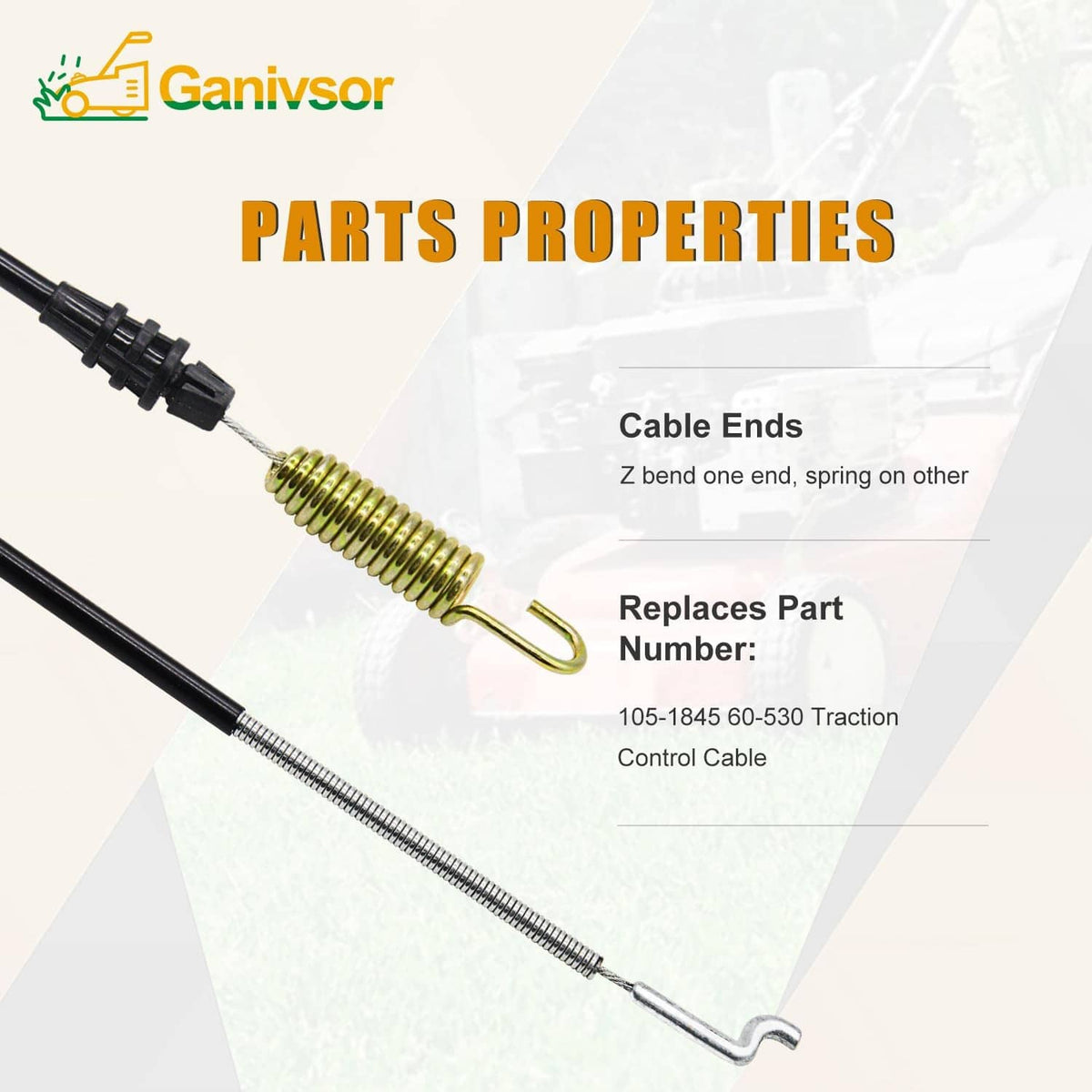Ganivsor control cable end with green coil spring and silver Z-bend wire tips