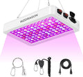 Hanging full-spectrum LED grow light panel with cord and spring mounting clips