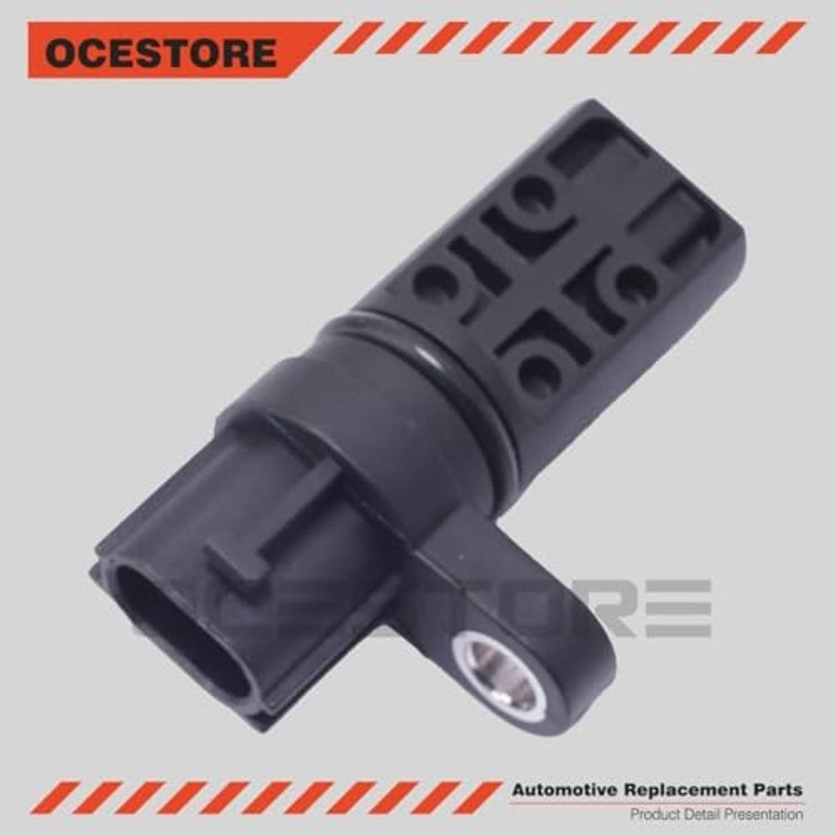 Camshaft position sensor with black electrical plug and side retaining pin