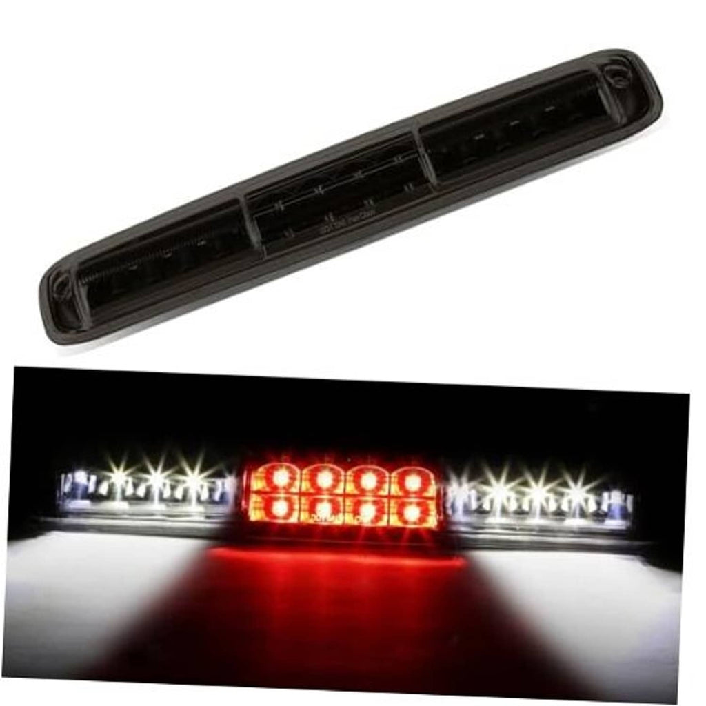 Black LED high mount brake light bar with clear lens and internal red LED strips