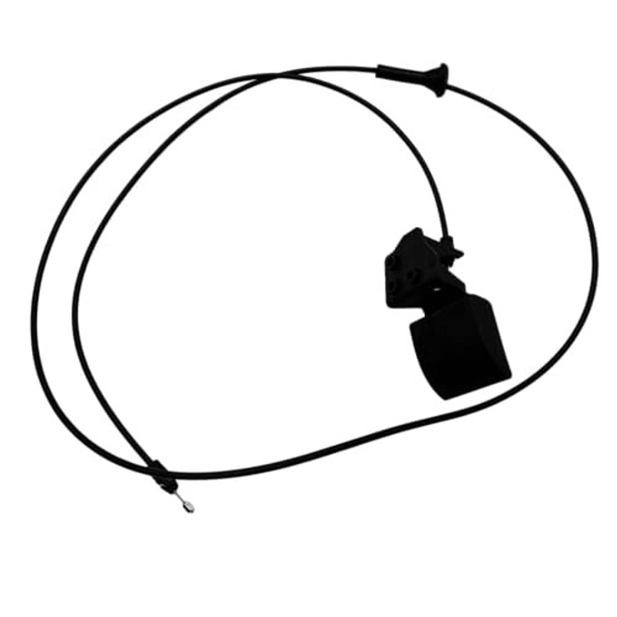 Black hood release cable with handle and actuator piece, coiled cable assembly