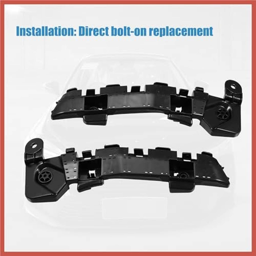 Front bumper mounting support bracket pair, black replacement brackets with tabs