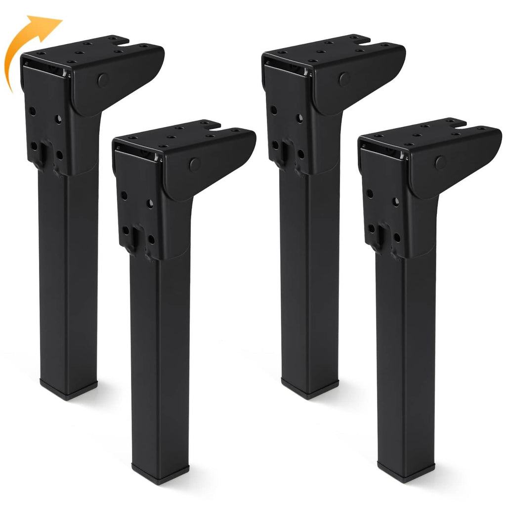 Set of four black self-locking folding table legs with mounting plates