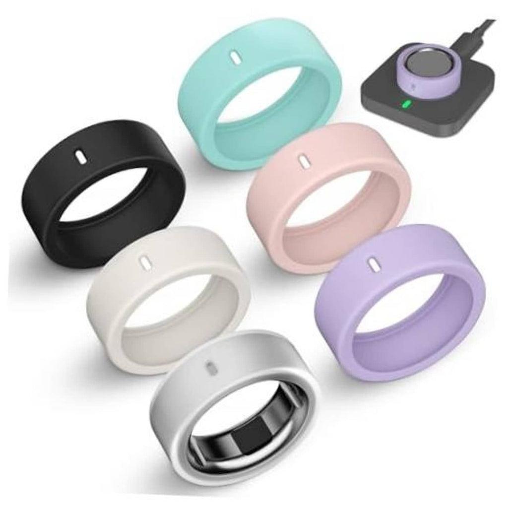 Set of six ultra-thin silicone ring cases: black, clear, white, pink, mint, light purple