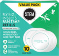 STEM flying insect fan trap glue refill pads, value pack box with circular glue pads
