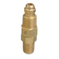 Brass straight hose adapter with threaded body and hex connector, for torch attachment