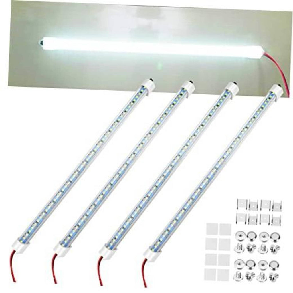 Car interior LED light bar set with four strips and red wiring leads
