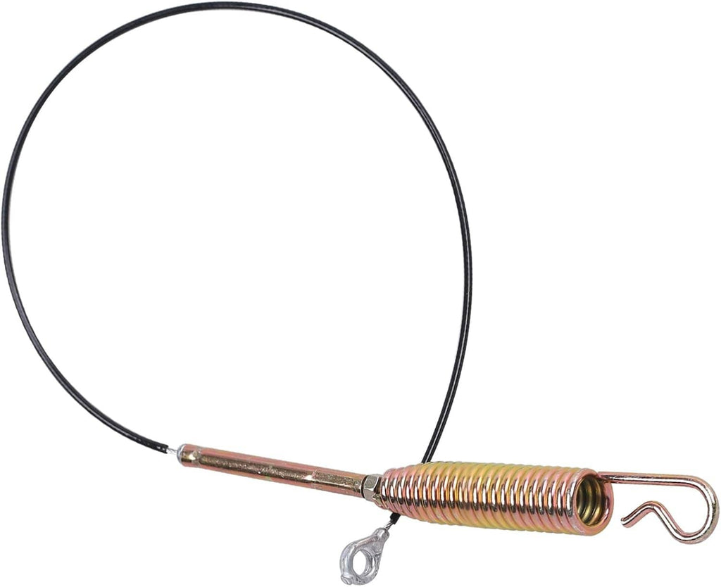 Auger control cable with black wire, copper spring coil, and metal snap hook end