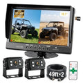 Dual-screen 10.1-inch backup camera monitor with two live views and two wired cameras