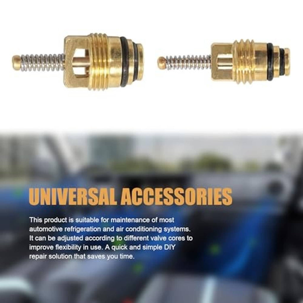 A/C Schrader valve core kit: pair of brass threaded Schrader fittings with cores