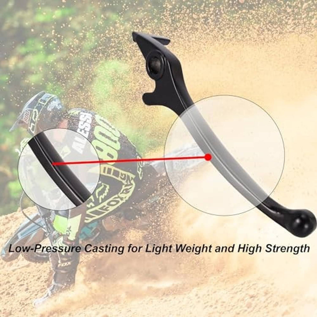 Black brake lever with textured pivot area and curved lever arm