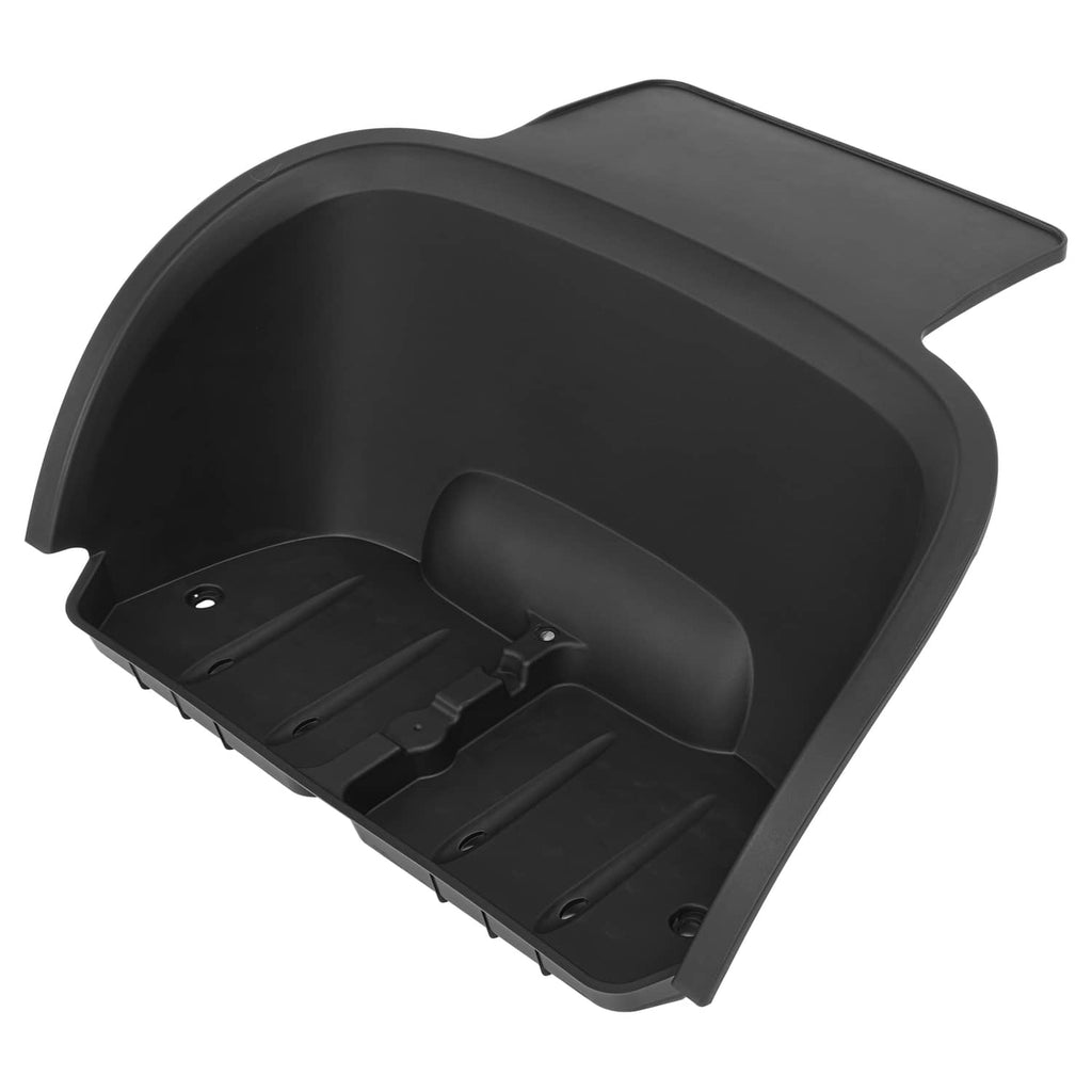Black molded golf cart rear bagwell cover with inner handle and molded pockets
