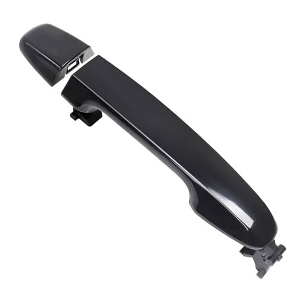 Black front right exterior door handle with glossy grip and mounting clips