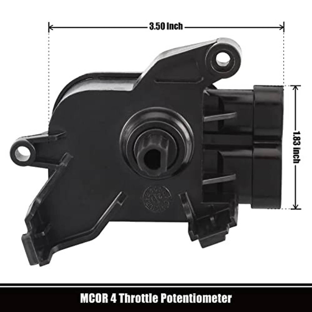Black throttle potentiometer with mounting hole and 3.50 inch dimension