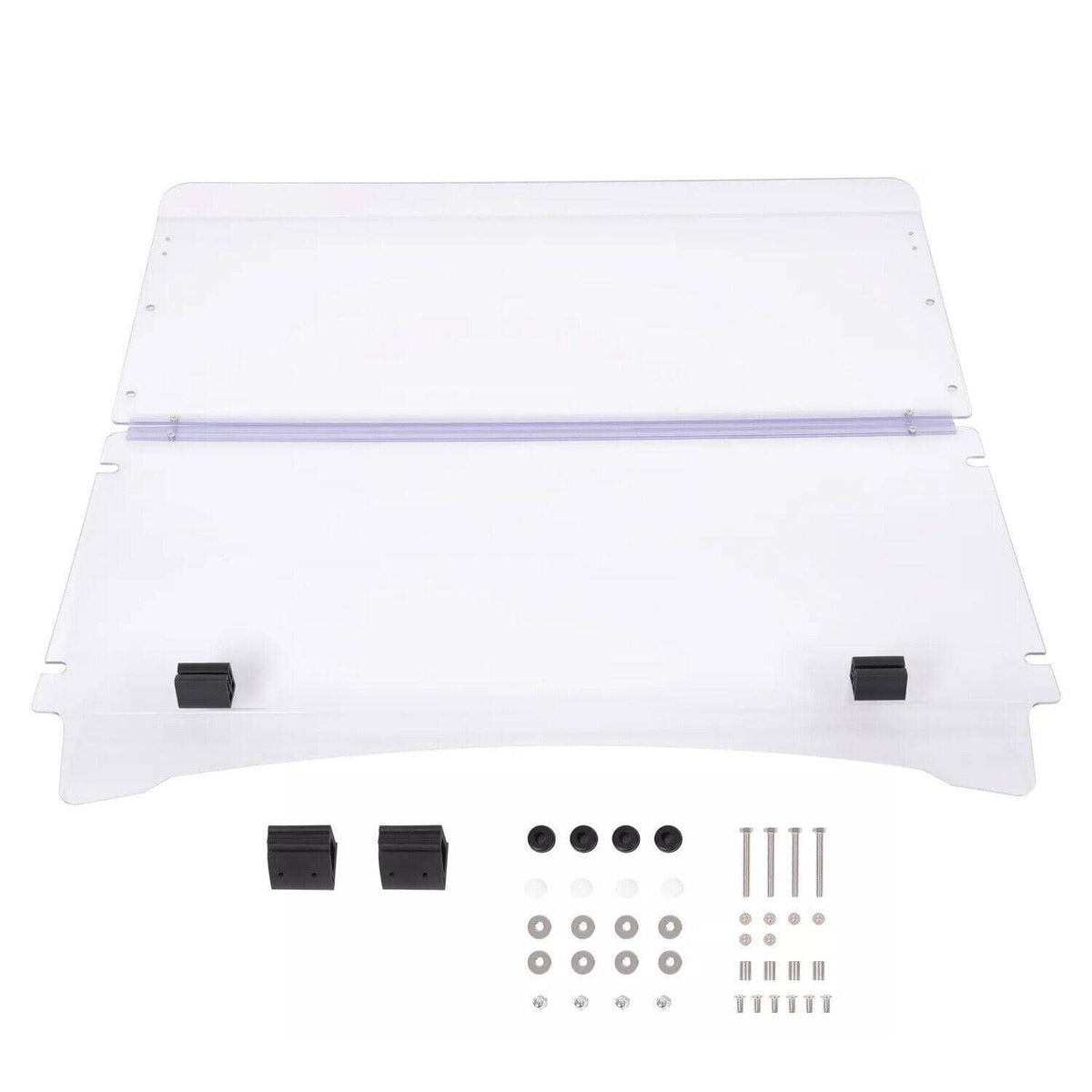 Foldable clear windshield windscreen with purple trim and screws or bolts kit