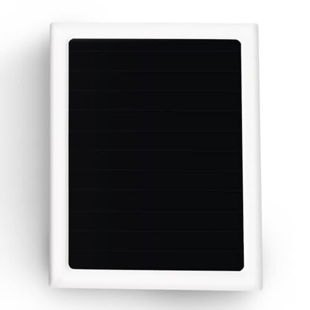 White solar panel charger with black glass panel, square design