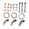 Clutch rebuild kit parts with cam arm, bushings, washers, O-rings, pins, and screws