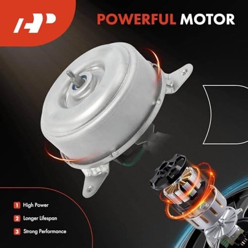 Radiator cooling fan motor with round can housing and side mounting bracket