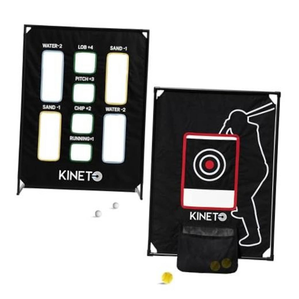 Kineto training target net set with black frame, eight scoring zones and bullseye target bag