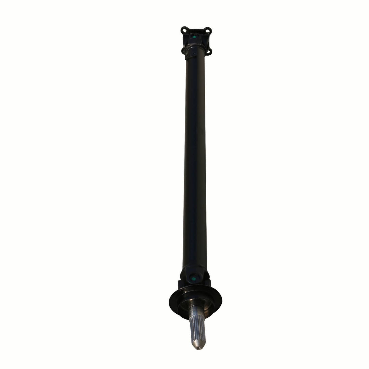 Front drive shaft with circular joint housing and splined metal end tip