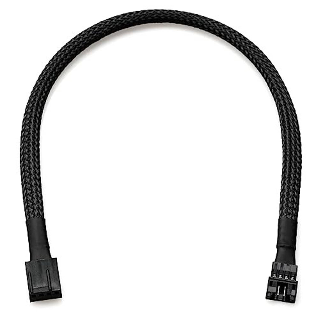 Braided black 4-pin fan adapter cable with 2-pin connector ends