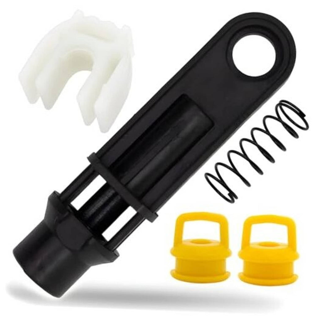 Transmission shifter linkage bushing kit with black rod, white clips, yellow caps, coil spring