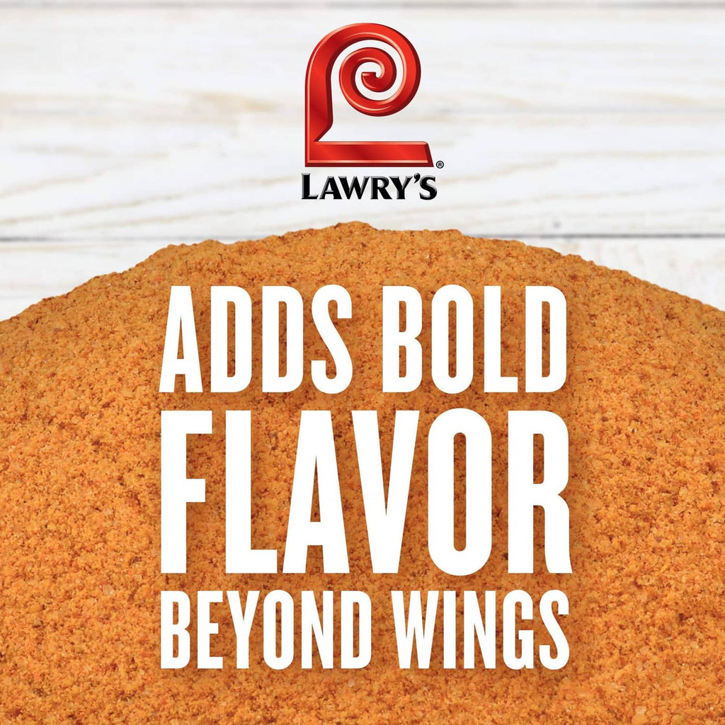 Mango habanero seasoning powder mound labeled with Lawry's