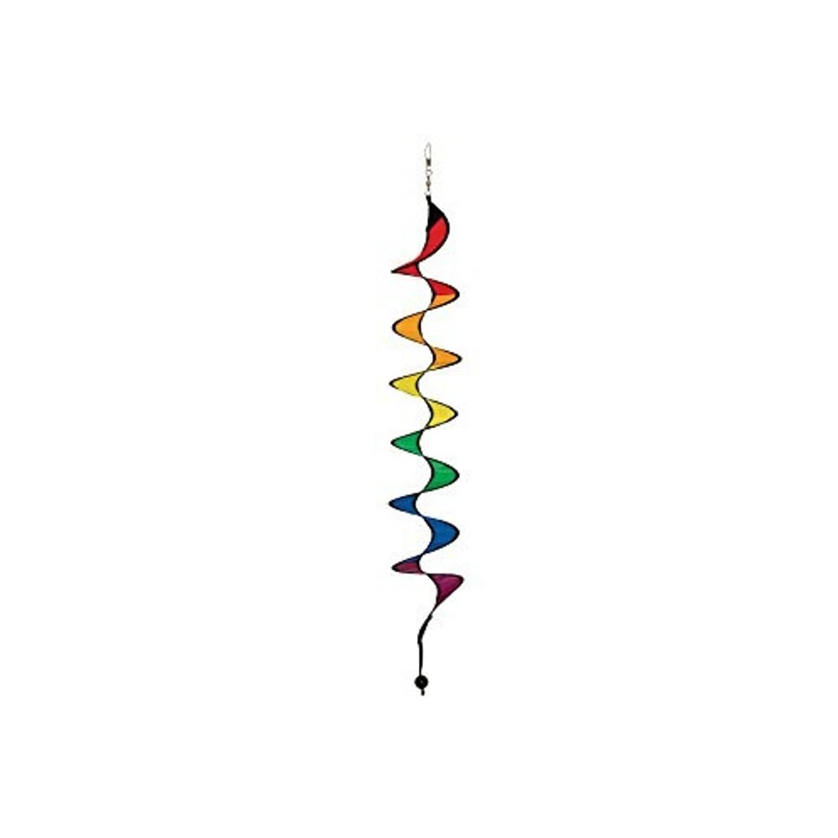 Rainbow spiral hanging wind spinner with zigzag vanes in red, orange, green, blue
