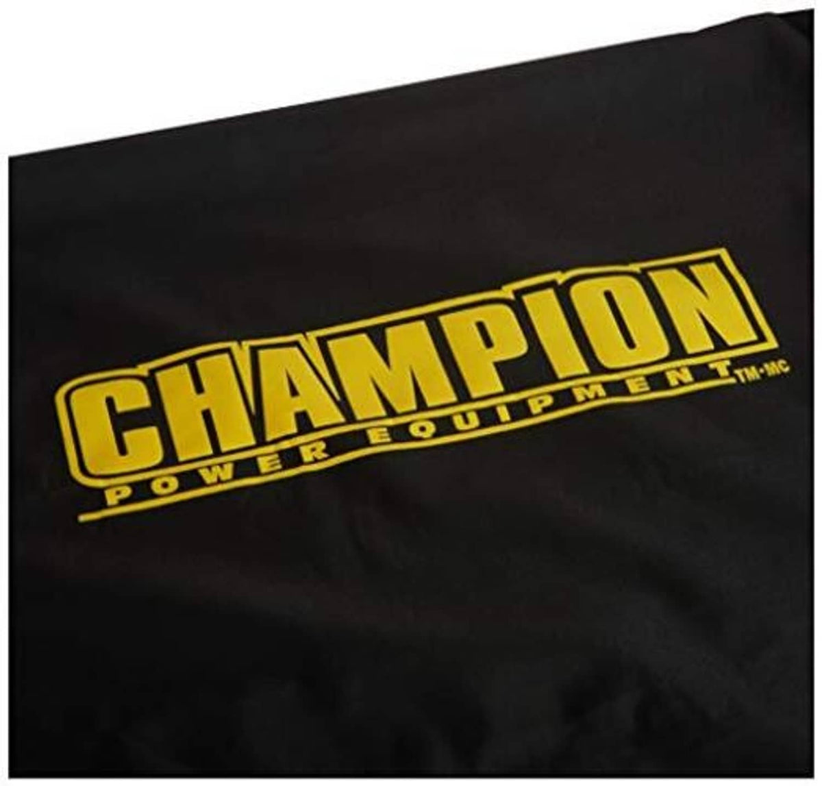 Black cover with large Champion Power Equipment logo in yellow and white