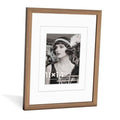 Walnut wood 11x14 picture frame with HD glass and double mat, front view.