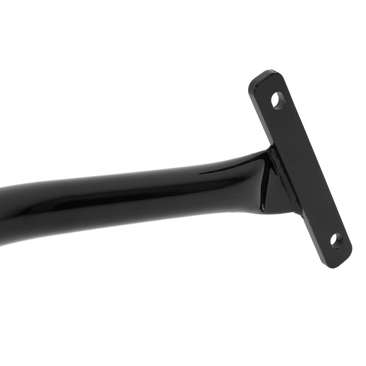 Black powder-coated mounting bracket with bolt holes on a front brush guard