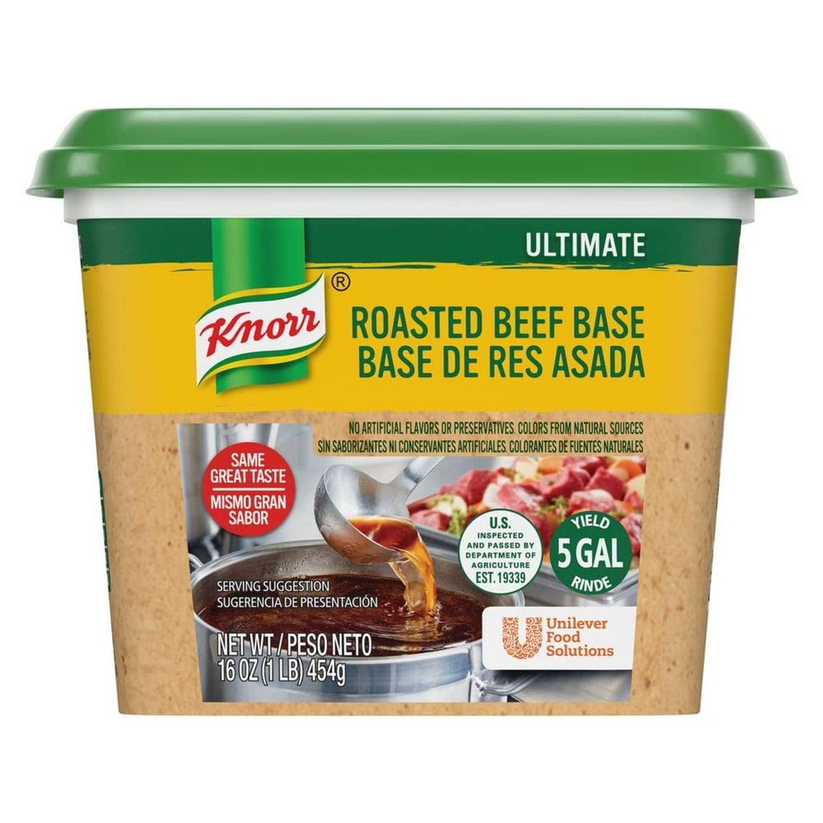 Knorr roasted beef base paste tub with green lid, gluten free