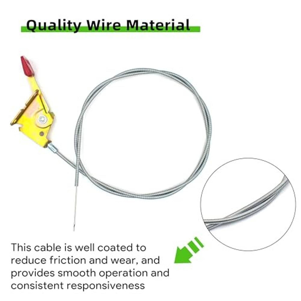 Throttle control cable with coiled silver wire and yellow lever with red end