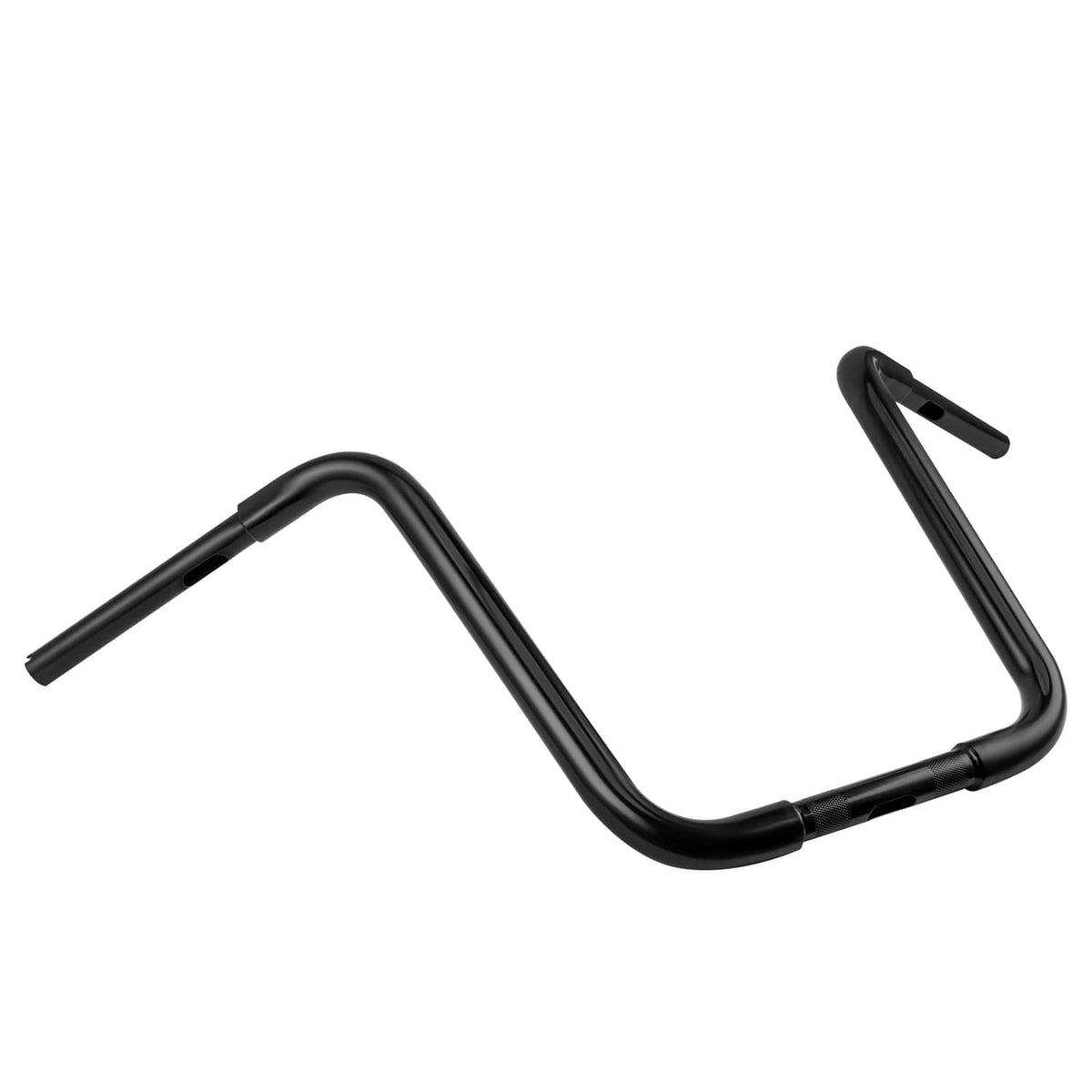 Black ape hanger handlebars with wide U-shape and curved bend ends