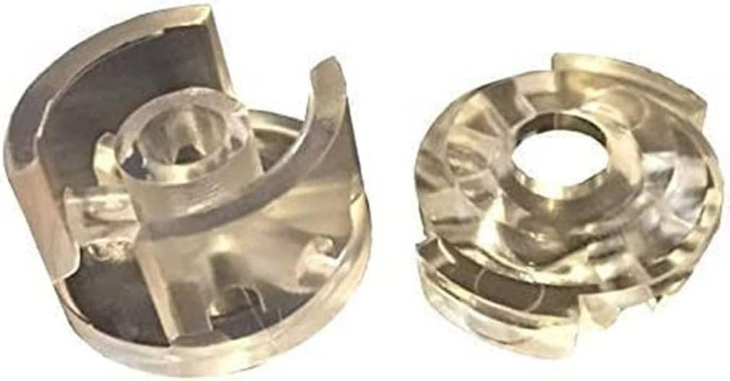 Blind shade tensioner clips, clear plastic with silver and gold metal bases (pair)